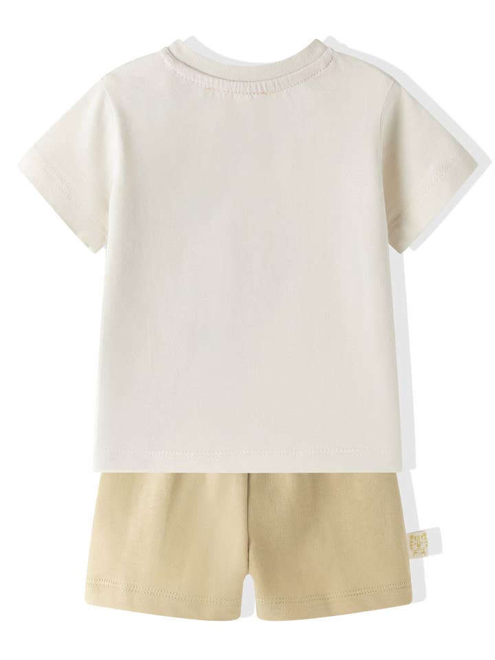Babyset 6-24M beige T-shirt camel broek BBV66020 voor wholesale door Newness Kids