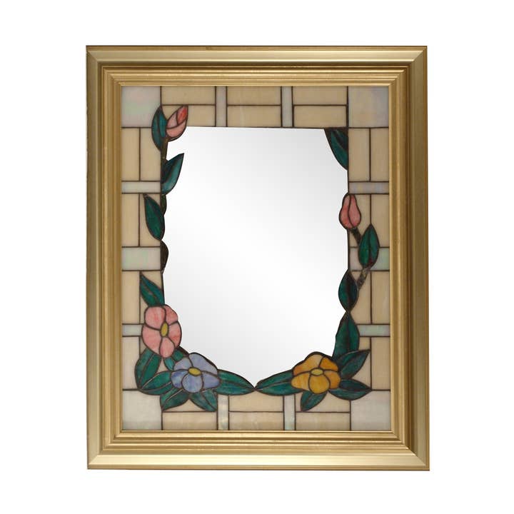 Miroir mural en verre artistique Tiffany Pivoine pour la vente par Dale Tiffany