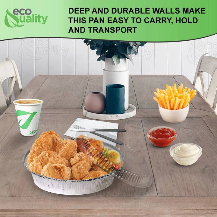 EcoQuality - Wholesale Food Storage Container - 9" Disposable Round Aluminum Foil Food Pans7