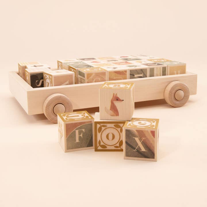 Uncle Goose Watercolor ABC Blocks with Wagon for wholesale by Uncle Goose