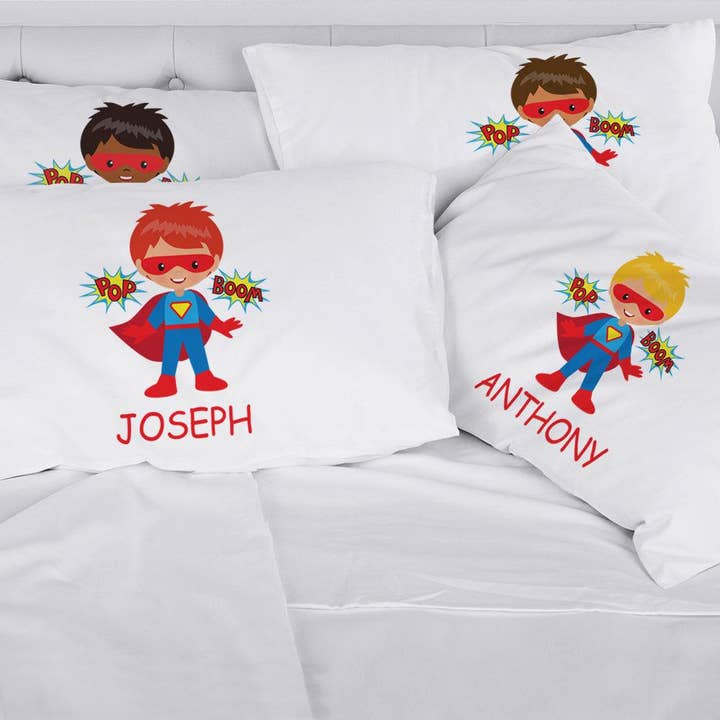 Personalized Kids Superhero Sleeping Pillowcase | Custom Pillow for Kids for wholesale by Monogramonline Inc.