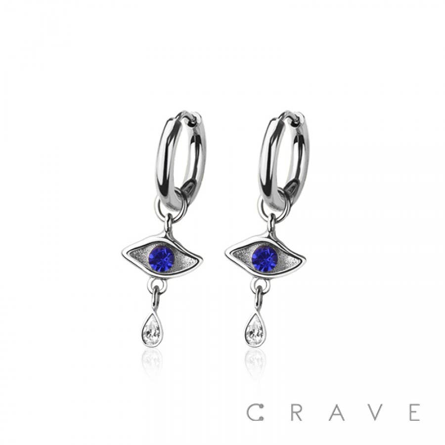 CRAVE - Wholesale Huggie Earrings - PAIR OF 316L STAINLESS STEEL HUGGIE/HOOP EVIL EYE TEAR DROP3
