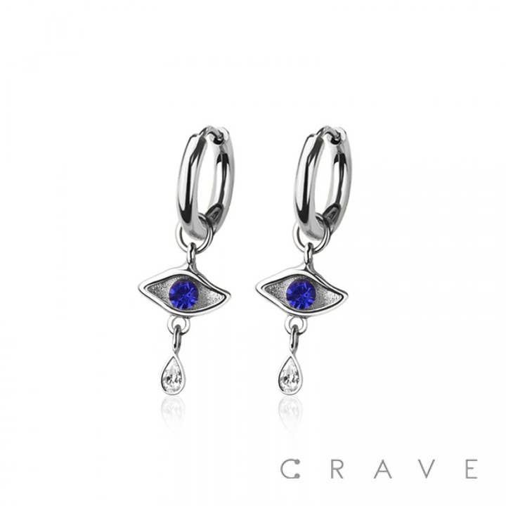 CRAVE - Wholesale Huggie Earrings - PAIR OF 316L STAINLESS STEEL HUGGIE/HOOP EVIL EYE TEAR DROP3