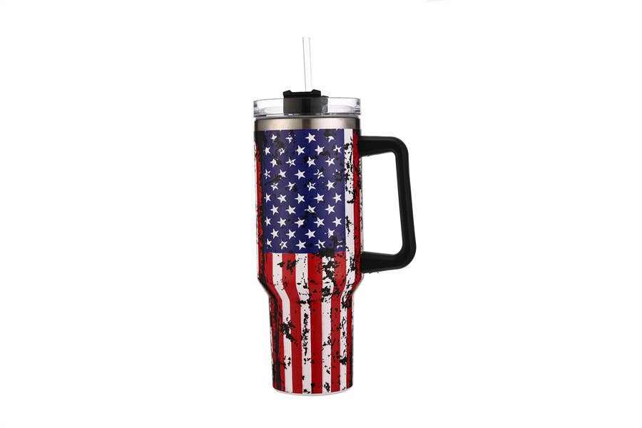 Nima Accessories Inc – wholesale Insulated mug/tumbler – American Flag Printed Two Toned 40 Oz Tumbler Cup