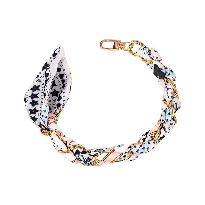 White Gold Phone Chain with Scarf Star and Heart - Short for wholesale on Faire0