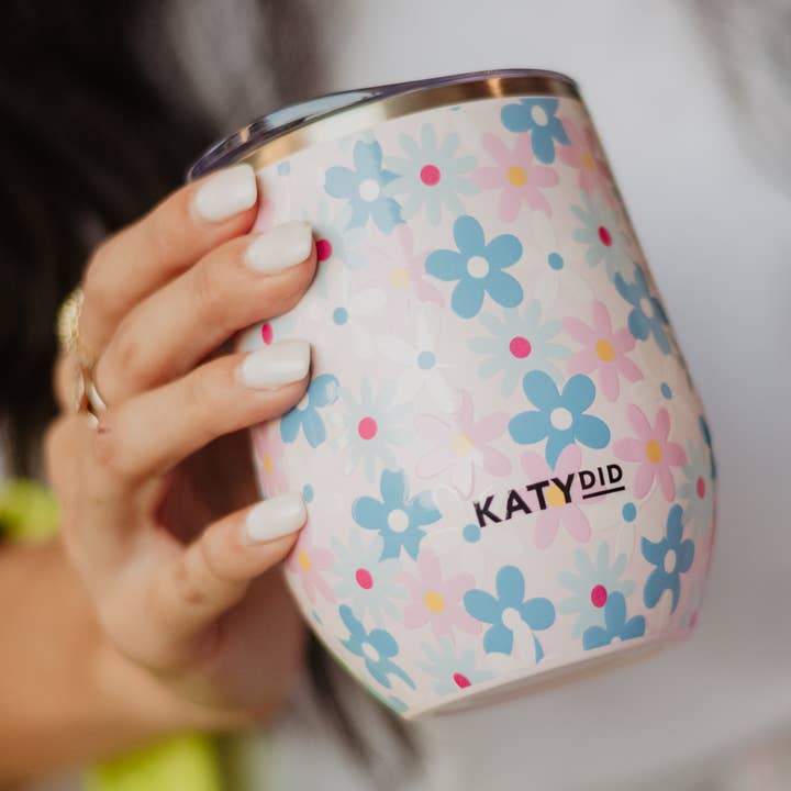 Dainty Florals Wholesale Wine Tumbler with Lid for wholesale by Katydid