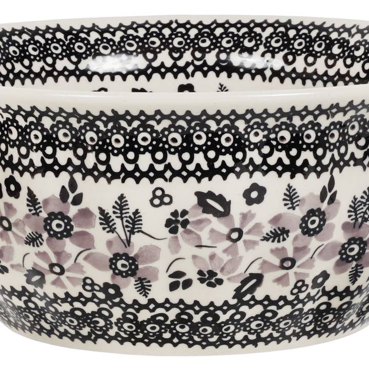 Bowl, Round, 7.75" in "Duet in Black & Grey" by Manufaktura | M085S-DPSC for wholesale by Polish Pottery Outlet