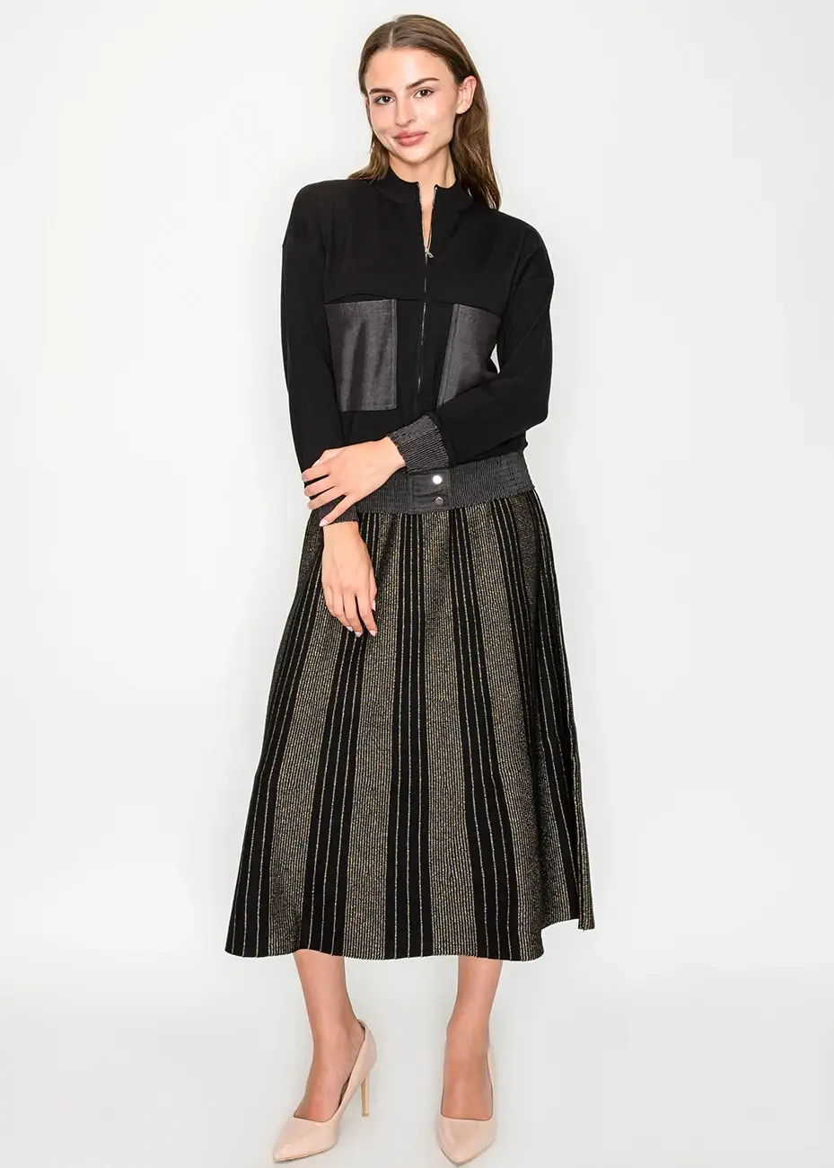 Yal New York – Cardigan - Mulher por atacado – Casaco de Malha Preto com Fecho éclair3