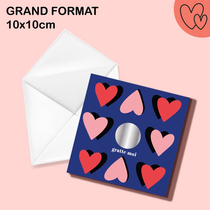 GRATTE MOI papeterie - Wholesale Valentine's Day Card - “I love you” Valentine's Day square scratch card1