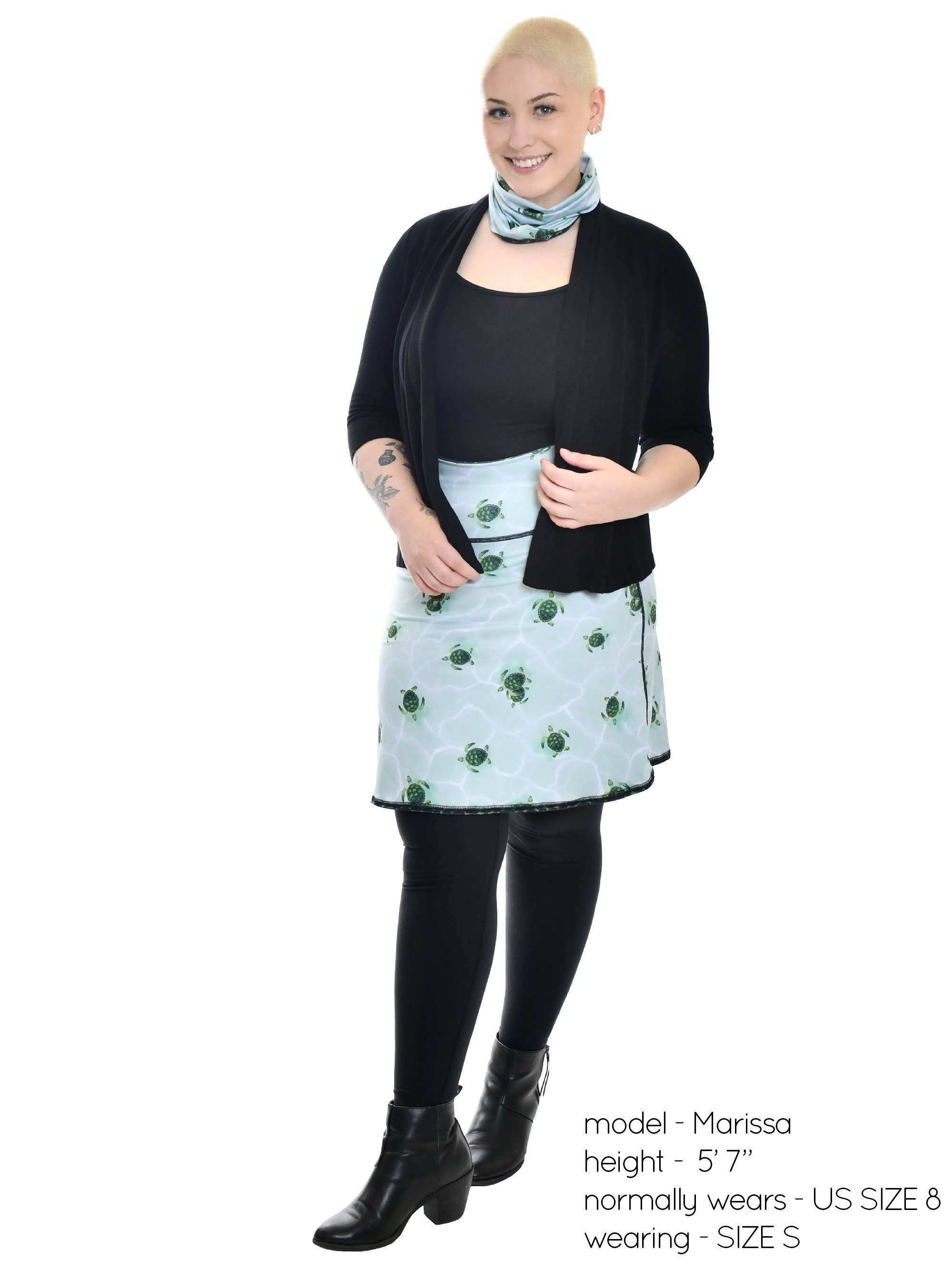 Green 3 - Wholesale Skirt - Women's - Reversible Sea Turtles & Pebbles Performance Skirt3