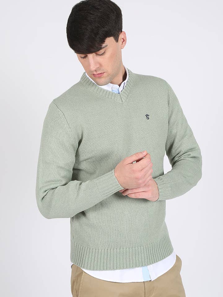 Green V-Neck Sweater for wholesale by Solera