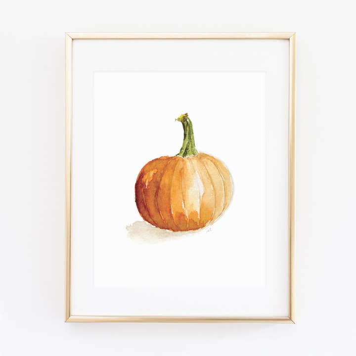 orange pumpkin art print for wholesale by emily lex studio