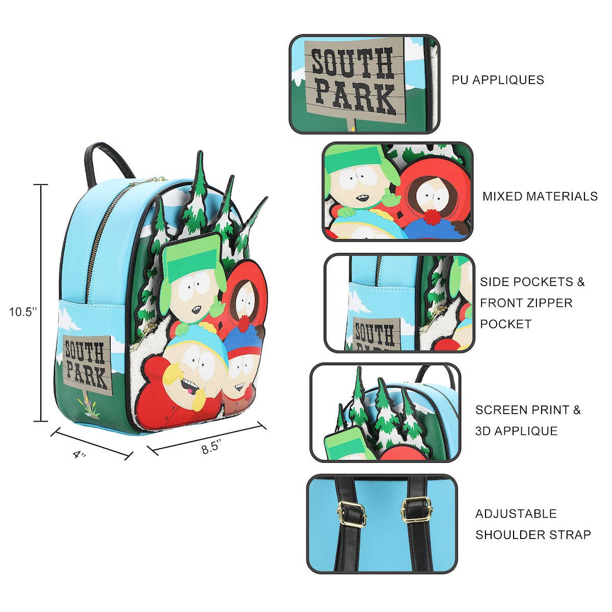 Bioworld Merchandising - Wholesale Backpack - Unisex - South Park Stan, Kenny, Cartman, and Kyle 10.5" Mini Backpack3