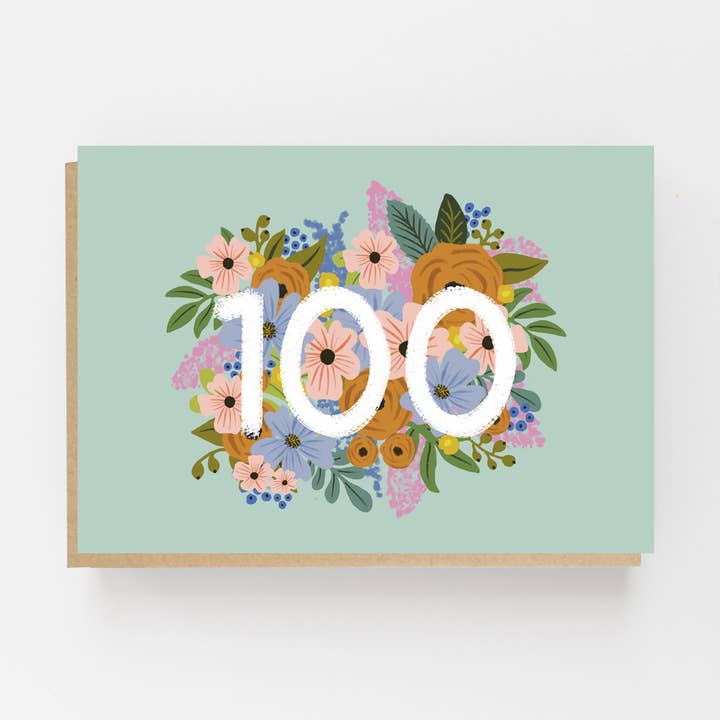 Lomond Paper Co - Venta al por mayor Tarjetas de cumpleaños - Tarjeta de cumpleaños de 100 cumpleaños coloridas y florales0