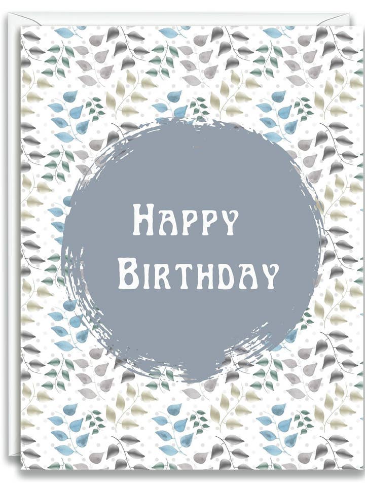Greeting Card Happy Birthday Watercolor Leaves for wholesale by Julia Frost Art