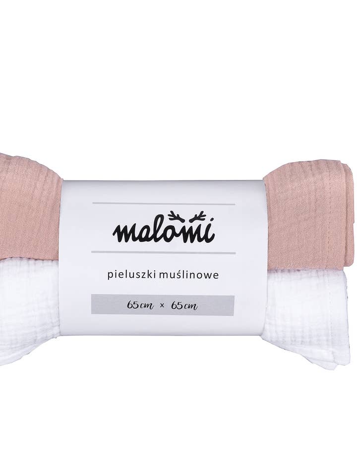 Lingettes en mousseline rose poudré pour la vente par Malomi Kids