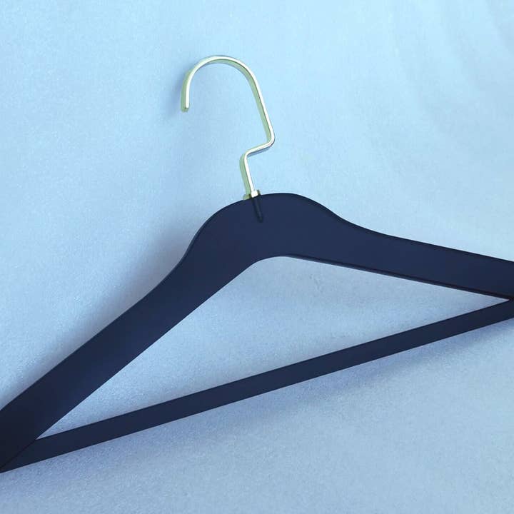 DesignStyles Home - Wholesale Clothes Hangers - Simply Brilliant Pack of 10 Black Acrylic Clothes Hangers with Gold Hook