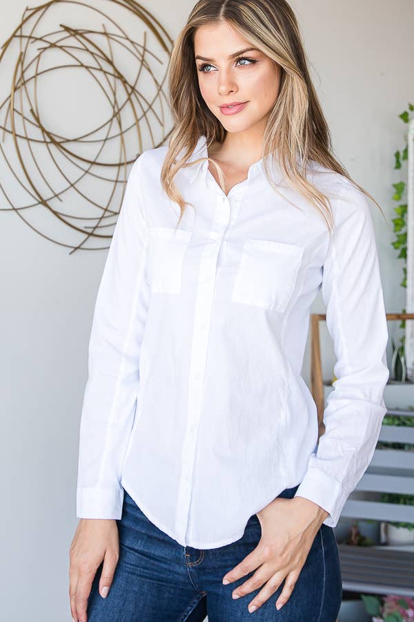 HEIMISH - Wholesale Button Down Shirt - Women's - KT083-2 LONGSLEEVE COLLAR SHIRT FRONT BUTTON CLOSURE1