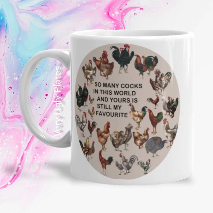 favourite cock mug for wholesale by Very Ugly Plates