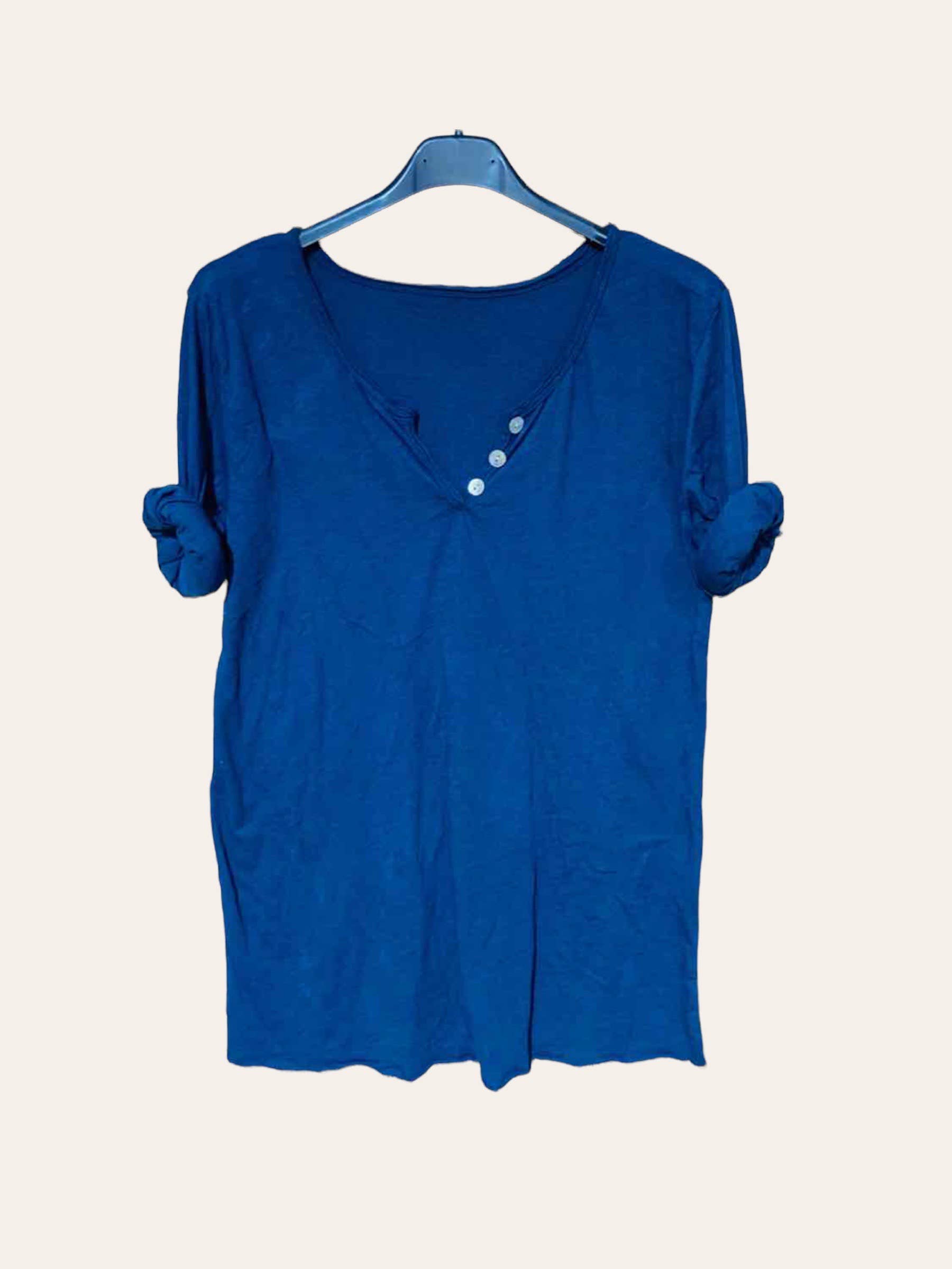 Moonsun - Wholesale T-Shirt - Women's - Plain long sleeve cotton T-shirt with Tunisian collar #30386