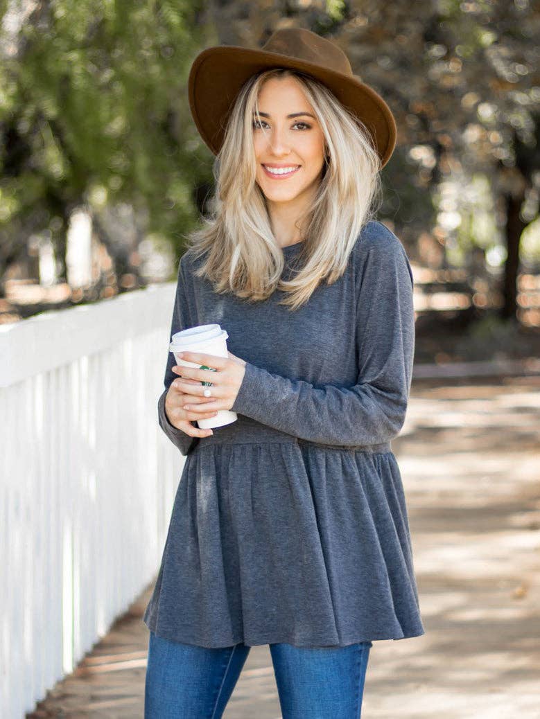 Tickled Teal - Vendita all'ingrosso Tunica - Donna - Top Peplum Evelyn a maniche lunghe9