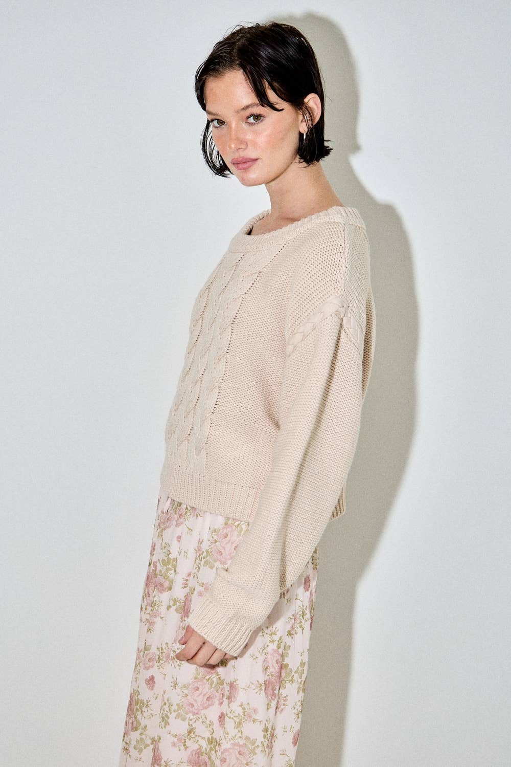 Baevely by Wellmade USA - Wholesale Knit Sweater - Women's - CABLE KNIT ROUND NECK SWEATER2