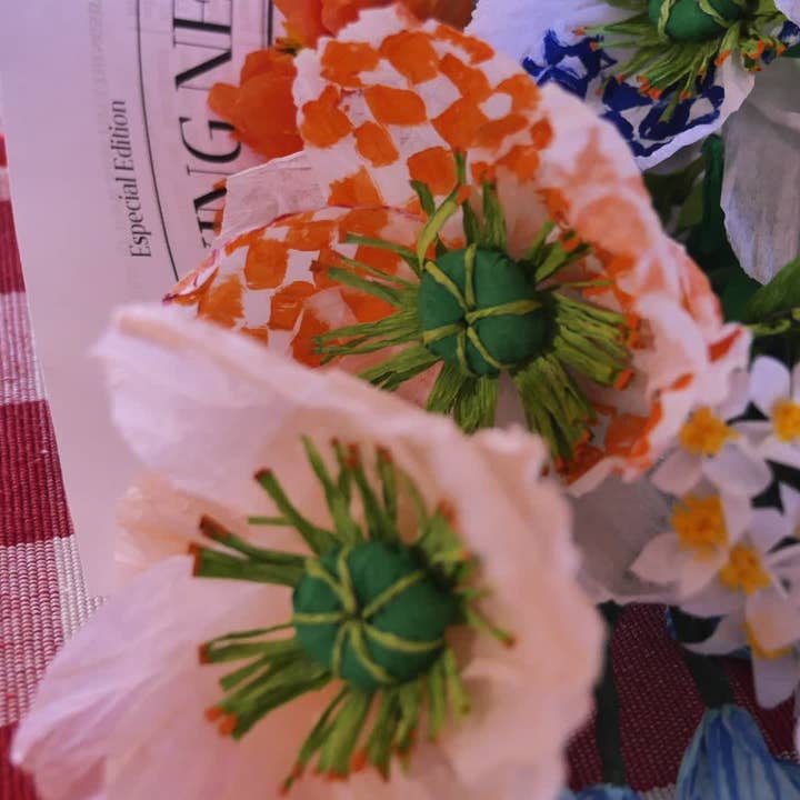 Beautiful Things By Bec - Wholesale Artificial Flowers - Paper Artificial Patterned Quilt Poppies, Colorful Decor,5