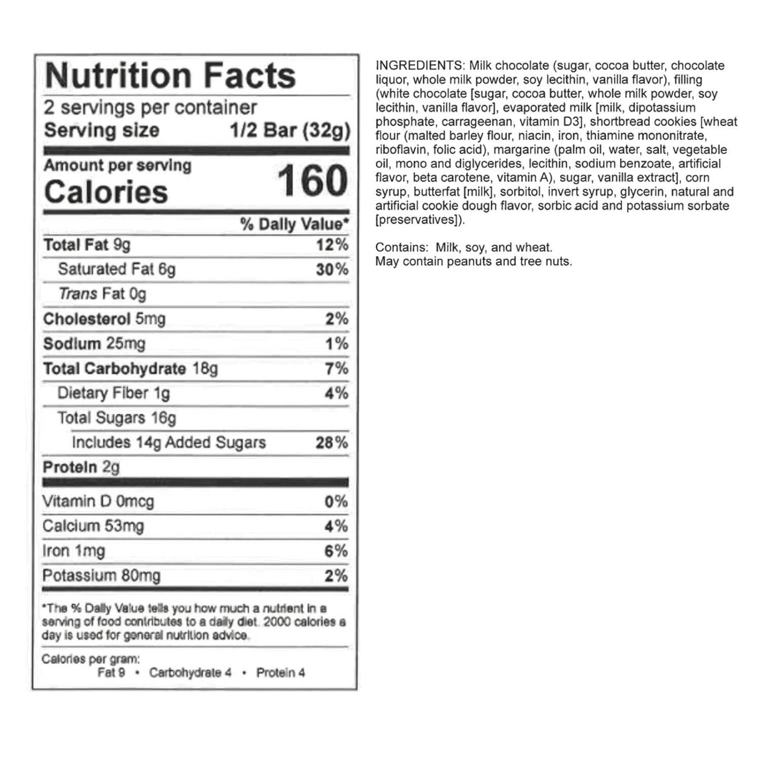 Hammond's Candies - Wholesale Cookie Mix - Candy Bar - Milk Chocolate - Cookie Dough - 2.25 oz1