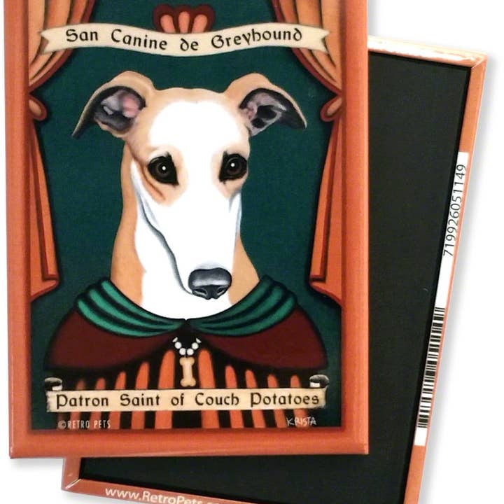 Retro Pets - Wholesale Magnet - Greyhound SaintCouchPotatoes 4-Pack Refrigerator Magnets