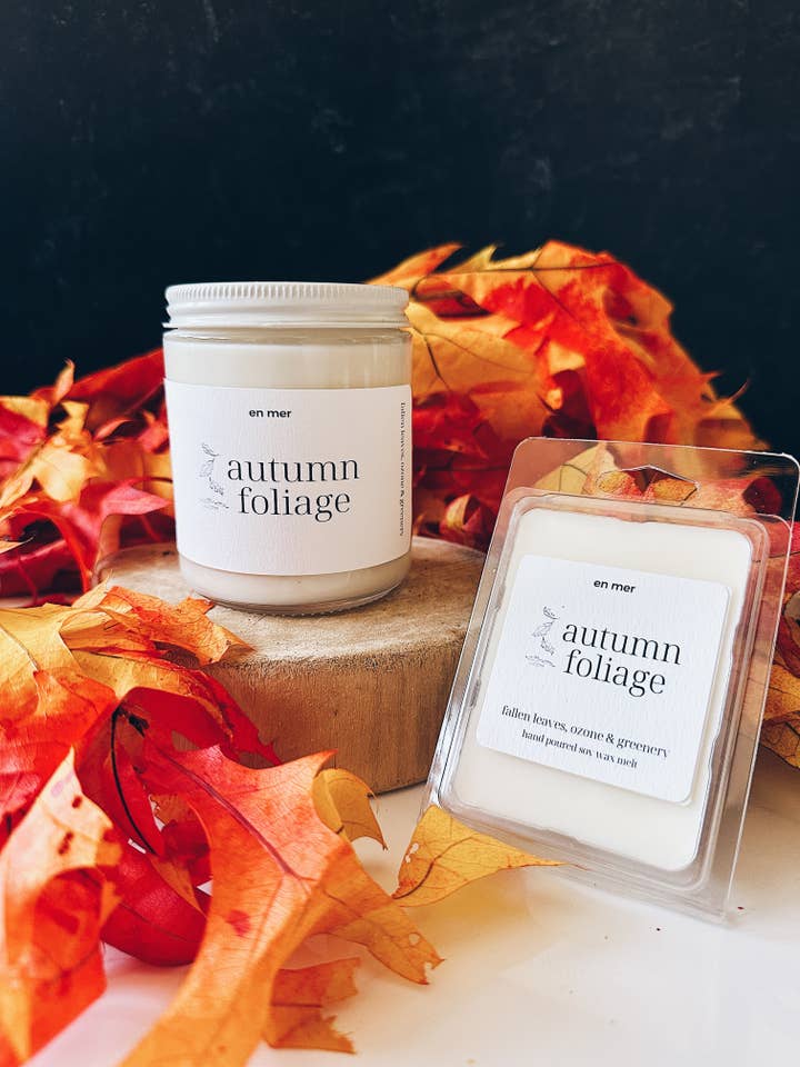 en mer | autumn foliage | soy wax candle & melts for wholesale by en mer, co