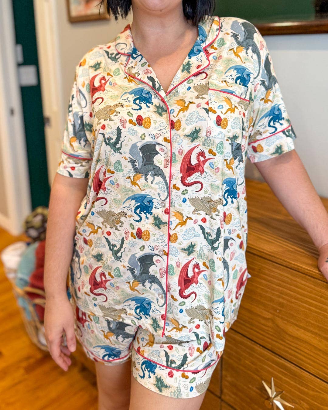 Blissfully Bookish Company - Wholesale Sleepwear Set - Women's - Bookish Dragons Bamboo Shorts Pajamas Set4