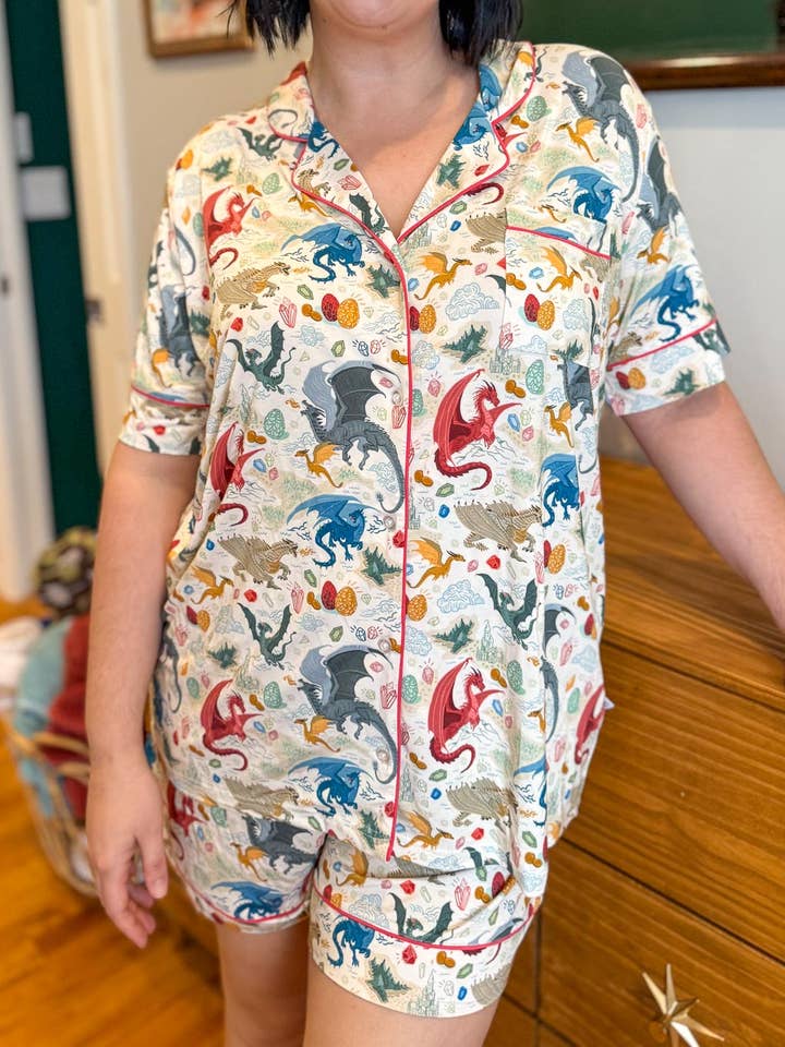 Blissfully Bookish Company - Wholesale Sleepwear Set - Women's - Bookish Dragons Bamboo Shorts Pajamas Set4