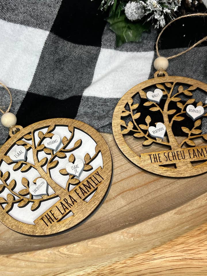 Family Tree Ornament for wholesale by Scheu Customs LLC