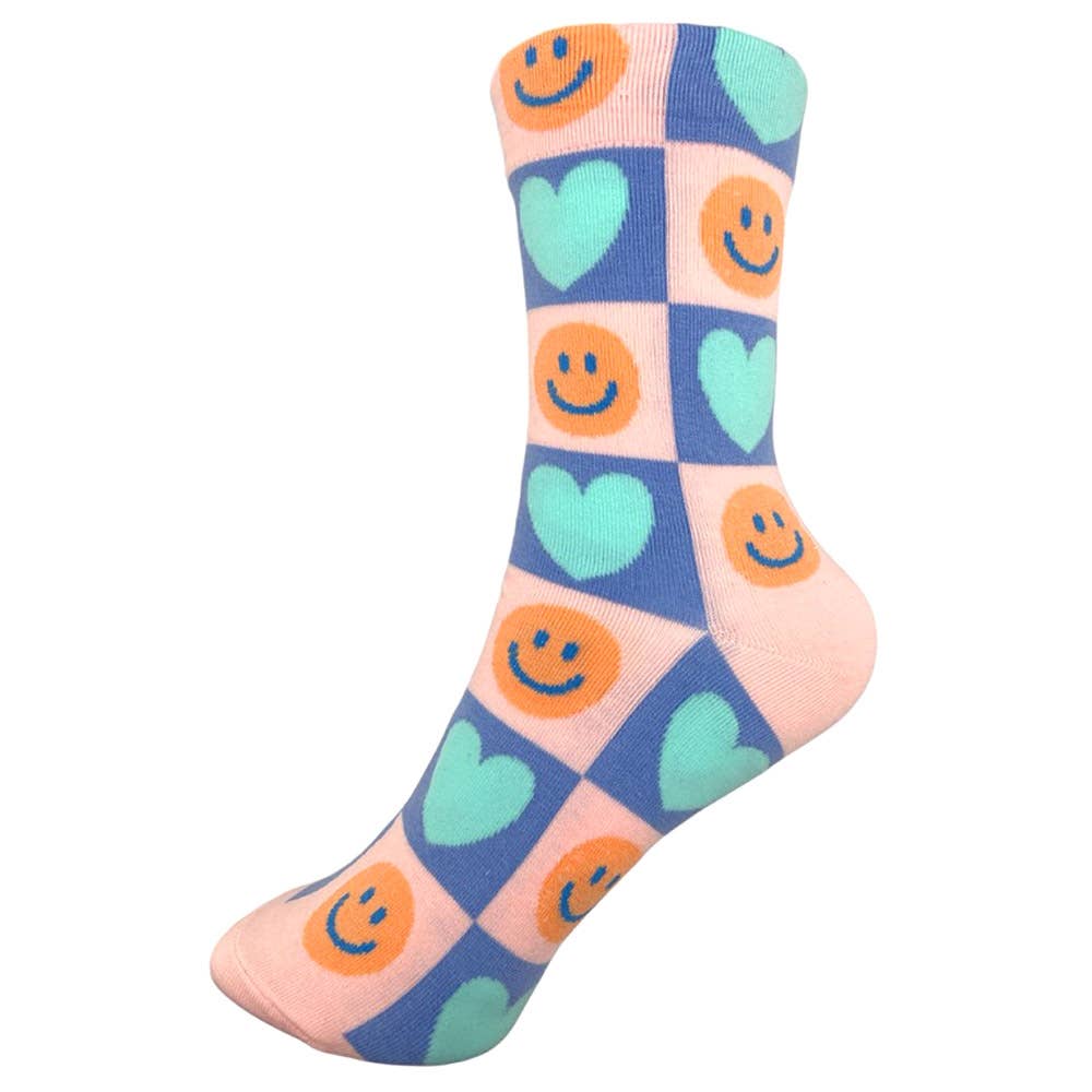 Sensibling Corp. - Wholesale Socks - Women's - 10Pairs - Smile Face Heart Pattern Printed Socks3