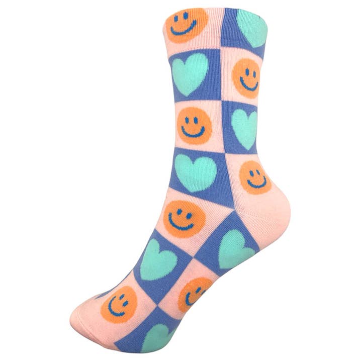 Sensibling Corp. - Wholesale Socks - Women's - 10Pairs - Smile Face Heart Pattern Printed Socks3