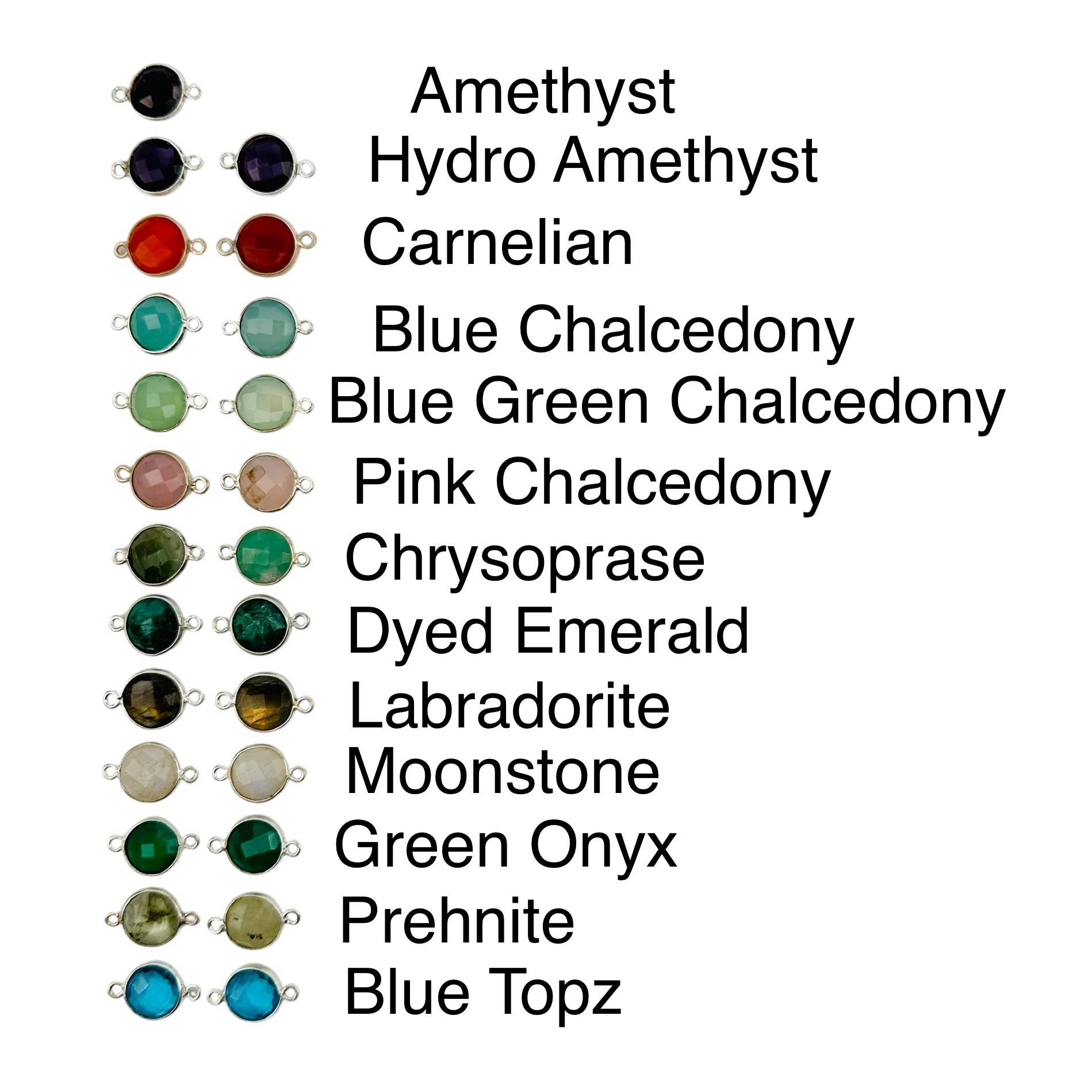 Jewelers Paradise – wholesale Individual charm/pendant – Gemstone Round Bezel Crystal Charm Connector - 10mm - 4