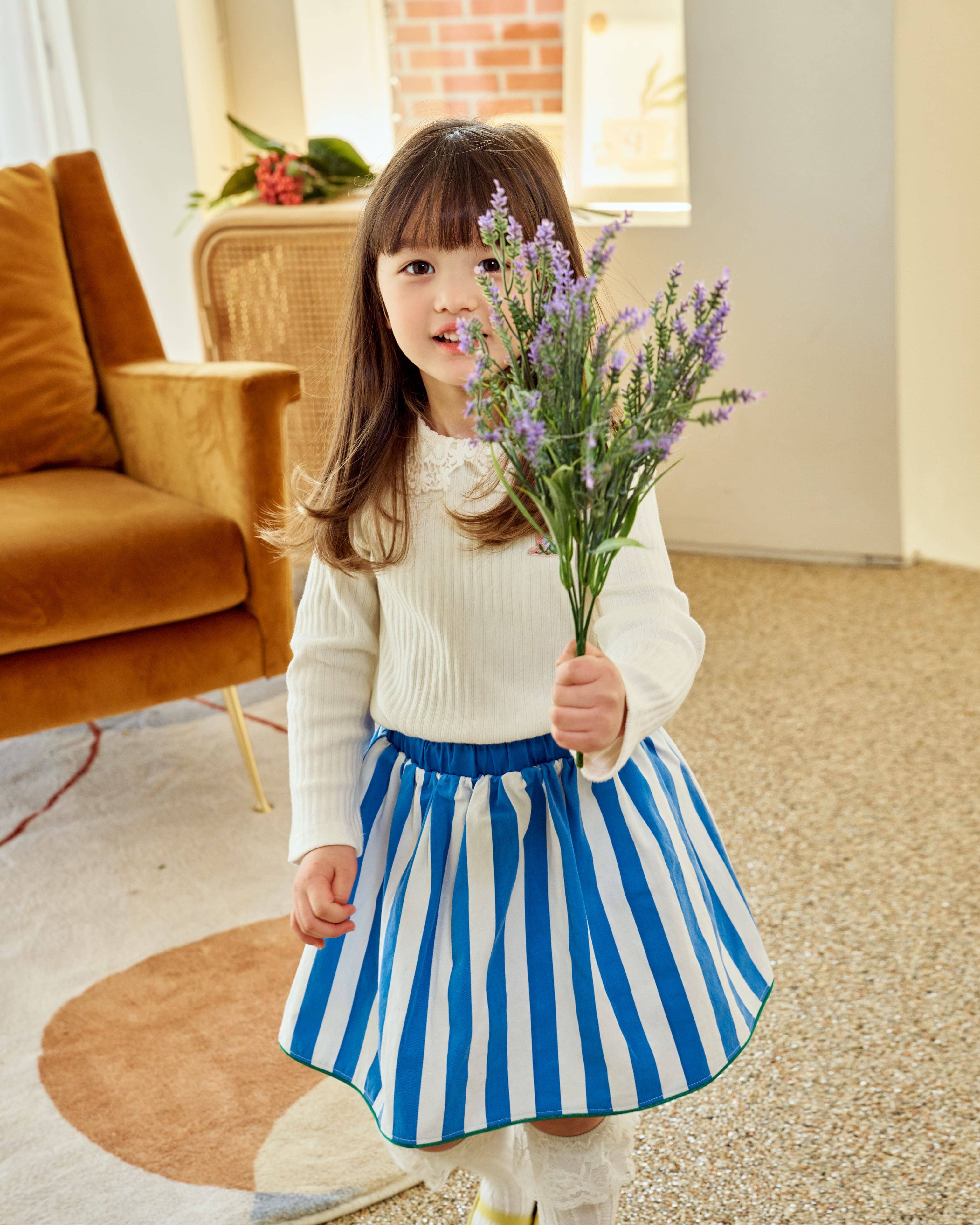 ToTo Heros - Wholesale Skirt - Kids - Blue Striped Pleated Skirt3