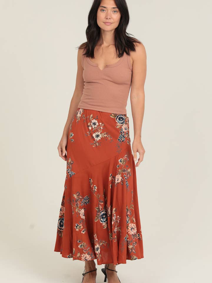 G6200-A760 PRINTED MAXI SKIRT for wholesale by Nostalgia