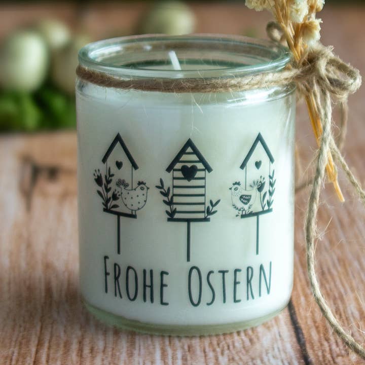 Osterkerze Frohe Ostern Vogelhäuschen Hühner für den Großhandel von Emma's Summer