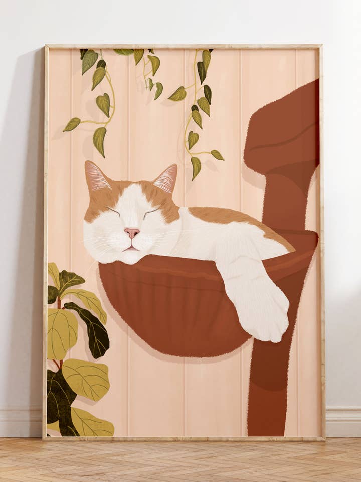 Cat Snoozing Art Print for wholesale by Illustrations Its Funny Howww Inc