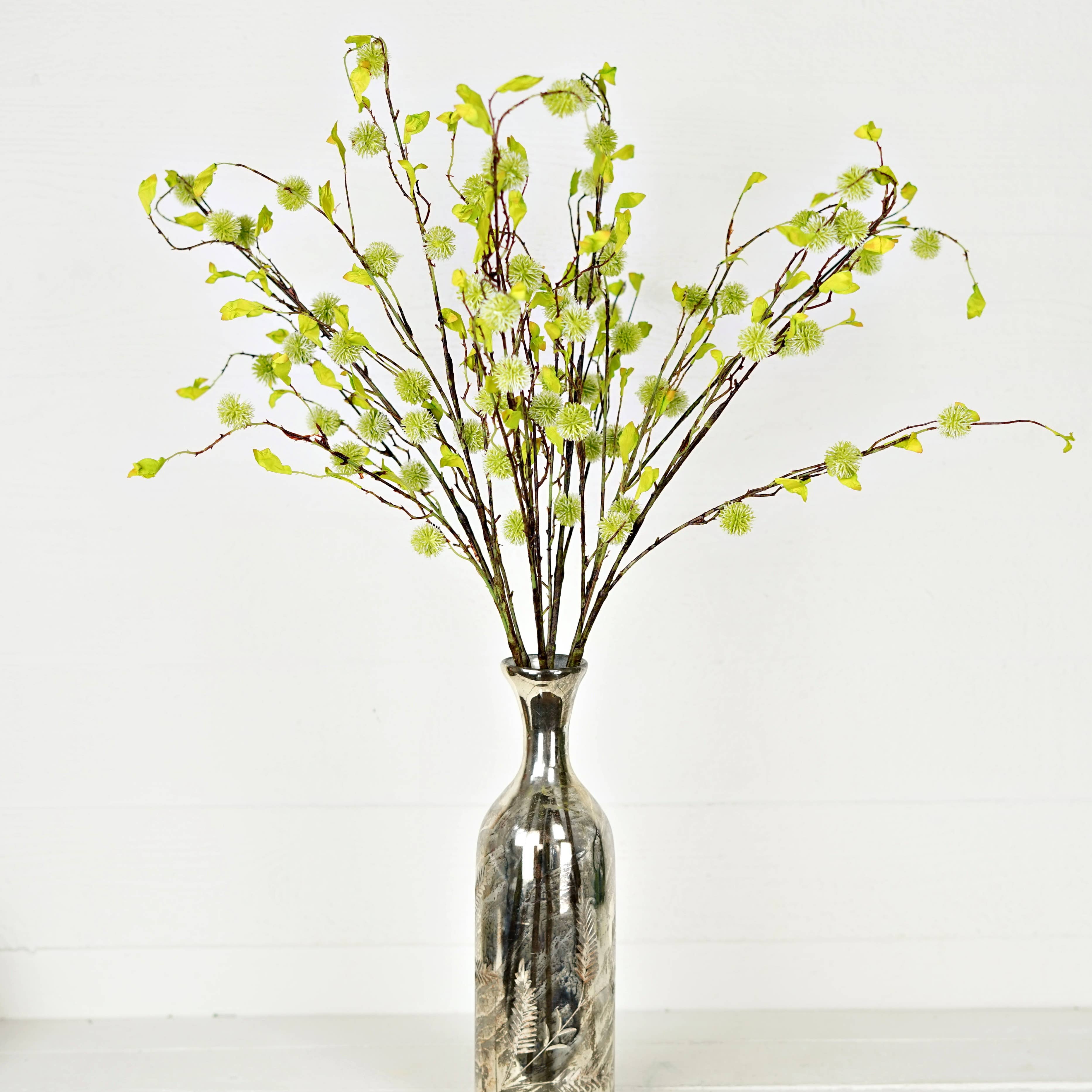 Impressive Enterprises, Inc. - Wholesale Artificial Flowers - 27116- 38inL Spiky Ball Branch-Green6