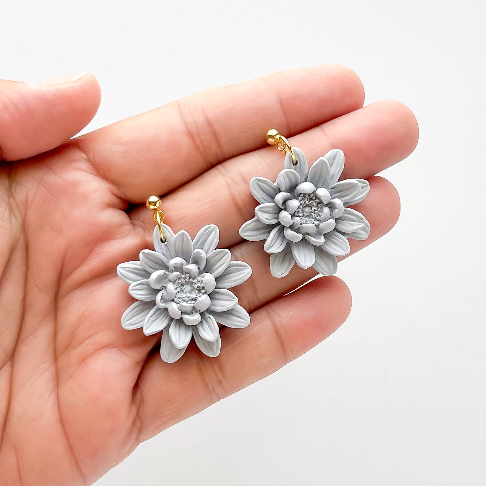 My Sister’s Things - Wholesale Dangle Earrings - Dahlia Flower Clay Earrings, Flower Core Earrings1