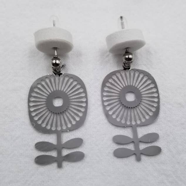 Minimalist Flower Earrings - Stainless Steel for wholesale by ENA Jewelry