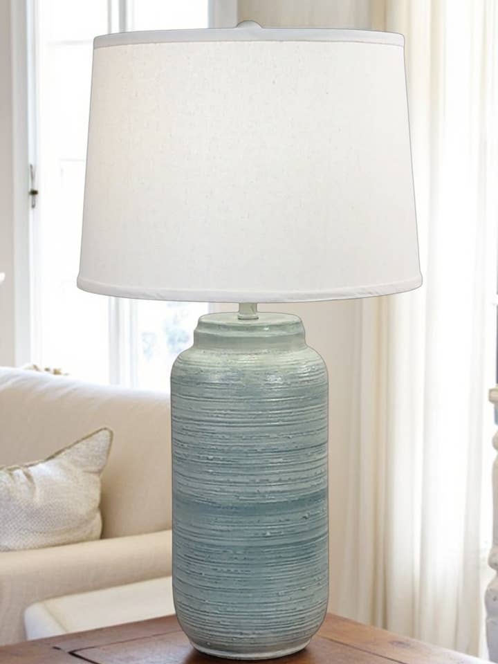Cottage/Slate Glaze Large Ginger Jar Table Lamp for wholesale by Coast Lamp Mfg