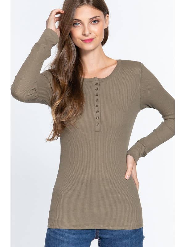 Vanilla Monkey - Wholesale Knit Top - Women's - Long Sleeve Henley Thermal Knit Top13