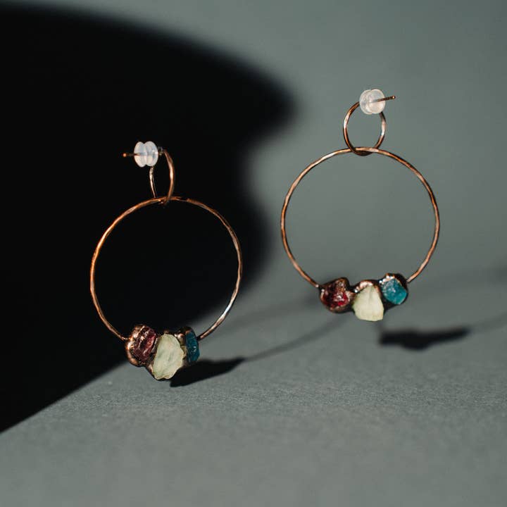 PHOEBE´S - Wholesale Dangle Earrings - Pendientes de aro con piedras preciosas naturales en bruto1