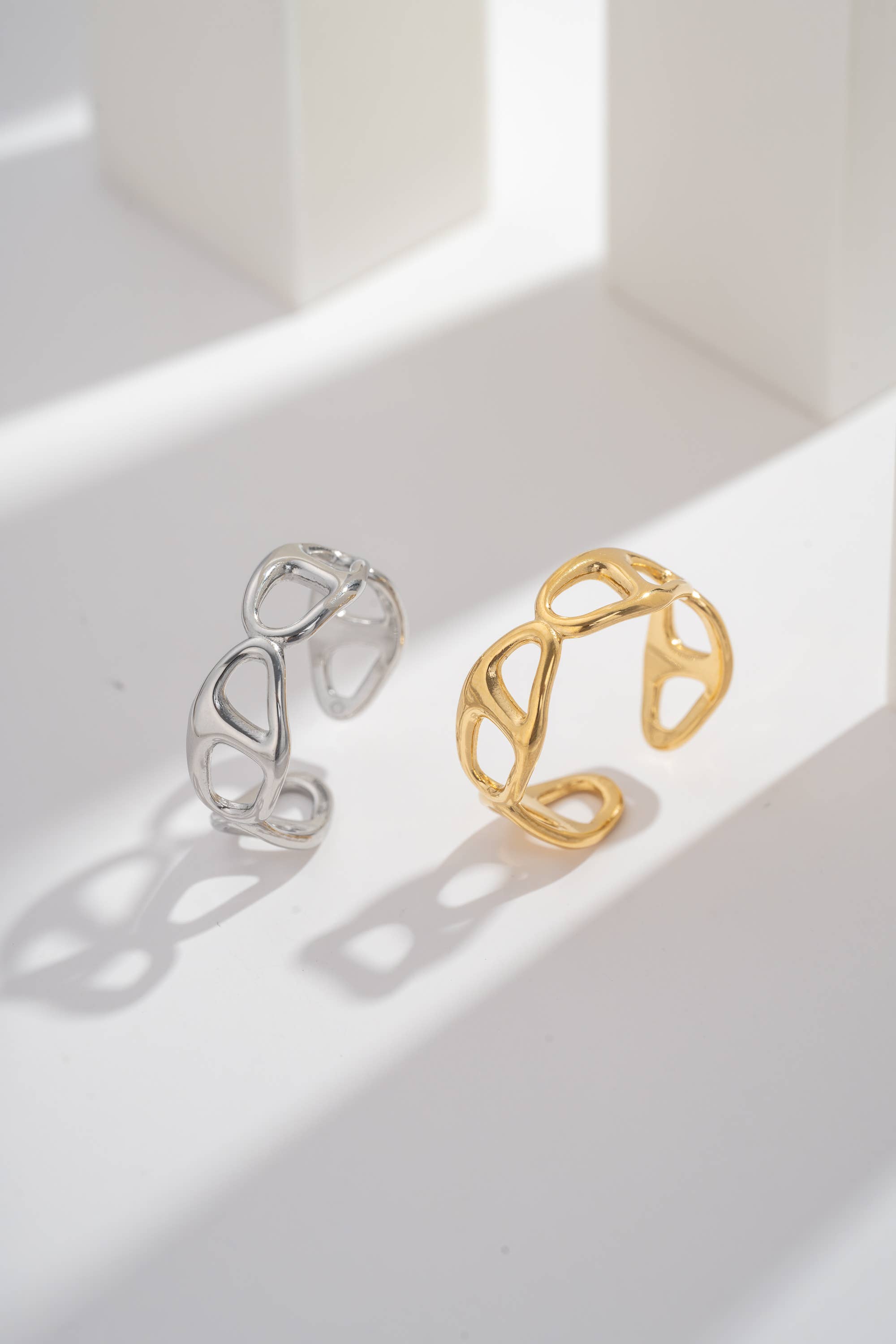 COSMOS - Wholesale Band/Stacked Ring - "Triade Sculpted" Adjustable Stainless Steel Ring2