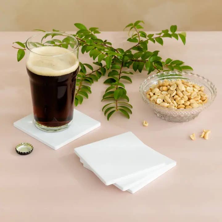 Weddingstar Inc. - Wholesale Coasters - White Sandstone Coasters W/ Cork Backing - Blank3