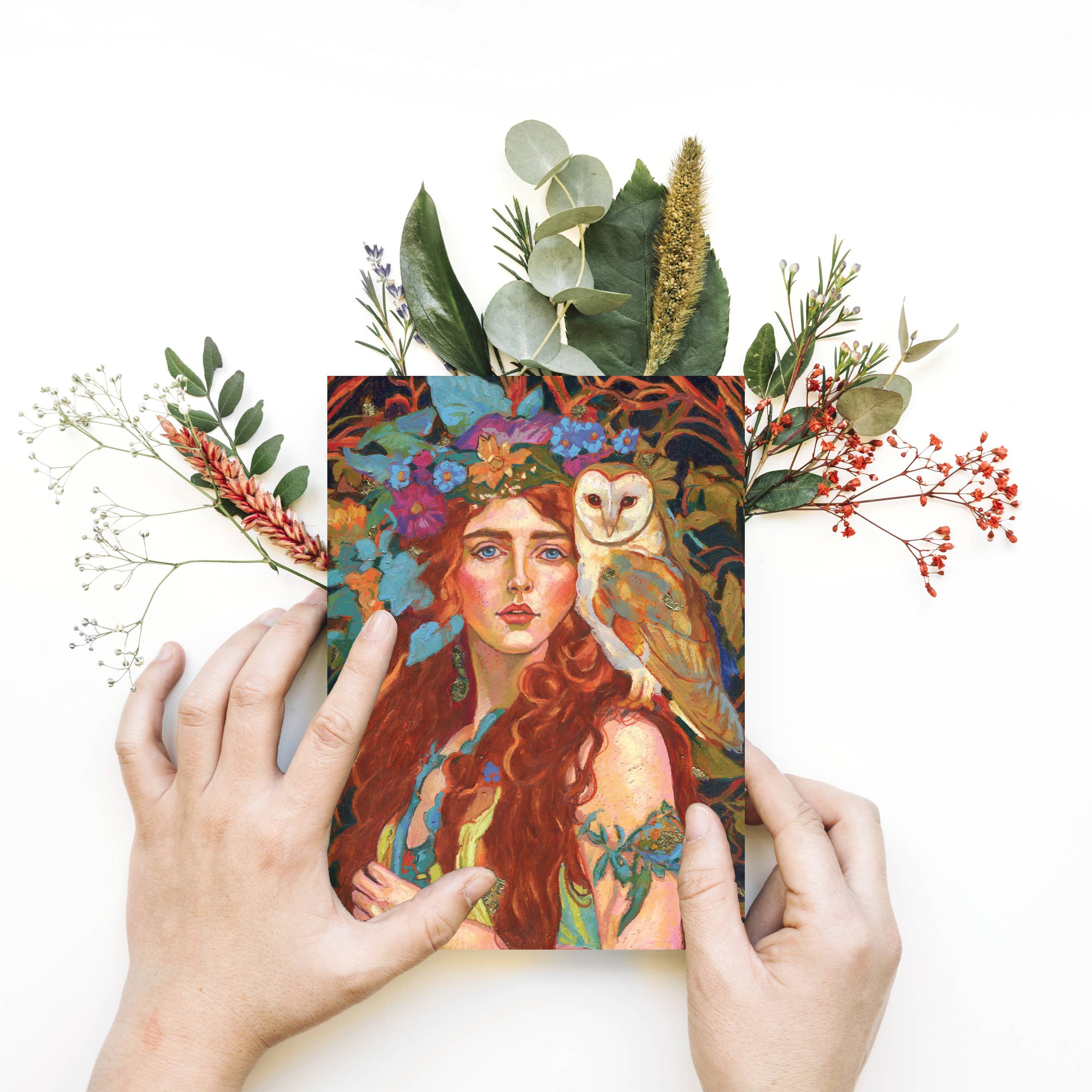 Atelier No.1 - Wholesale Postcard - Postcard, DIN A6, Woman, Owl2