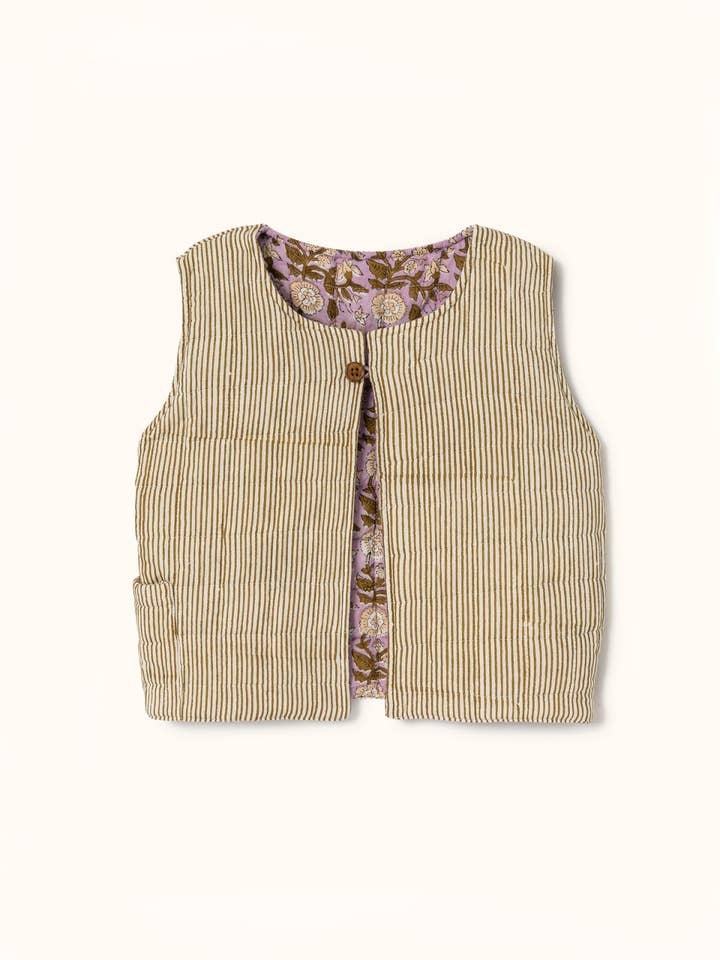 Sole alla lavanda Gilet Sakaru trapuntato e floreale in vendita all'ingrosso su Faire1